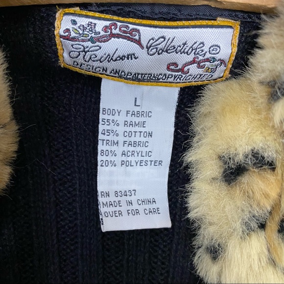Cheetah Print Leopard Faux Fur Vest Sweater Heirloom Collectibles Medium Large - Picture 10 of 11